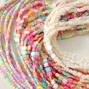 15inch/strand Square Macaron Shell Beads Natural Mother of Pearl Freshwater Shell Beads For Jewelry Making DIY Bracelt