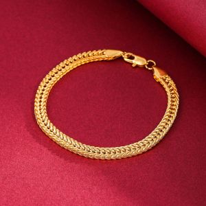 18k Gold Mens Titanium Steel Bracelets HipHop Fashion Jewelry Accessories Bangles Chain