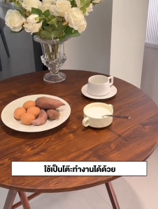 AIBG โต๊ะกินข้าว โต๊ะพับ โต๊ะกลม พับได้ จัดเก็บง่าย ประหยัดพื้นที่ แผ่นคุณภาพสูงเป็นมิตรต่อสิ่งแวดล้อม สไตล์โมเดิร์น สามารถนั่งได้ ไม่ต้องติดตั้ง