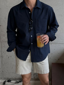 Ssumenam | Minimalist Retro Style Summer Long Sleeve Shirt Men Sun Protection