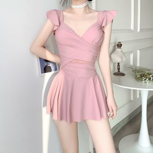 Alisa. Sonya Hot selling swimsuit for women Conservative skirt Covering the belly Appear thin Small chest gathering Swimming