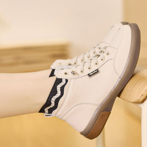 Thickened Fleece Short Martin Boots Womens Genuine Leather Spring Autumn New Style Cow Tendon Bottom Casual High Top White Shoes