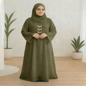 Jubah Muslimah Abaya S–4XL Kain Como Crepe Lengan Panjang Zip Belakang | Penghantaran Pantas