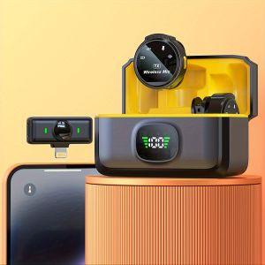 Micro Không Dây Lavalier Bộ Ngưng Tụ Đa Hướng Kép Để Ghi Video Cho iPhone Android - Bộ Micro Lavalier Di Động