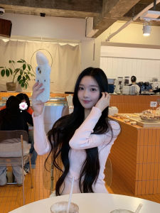 Womens V-Neck Long Sleeve Knitted Wool Base Shirt Slim Fit Inner Wear Three Color Wool Knitting Pink Color Fashionable T-Shirt