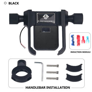 Raja bayi Motor Dudukan Telepon Stang anti-pencurian dan anti-lupa Dengan alarm Sepeda Pemegang Ponsel Stang Outdoor Riding Pemegang Ponsel Paduan aluminium Berputar Derajat Dapat Disesuaikan Anti Slip Untuk Pit Jalan MTB Sepeda Motor