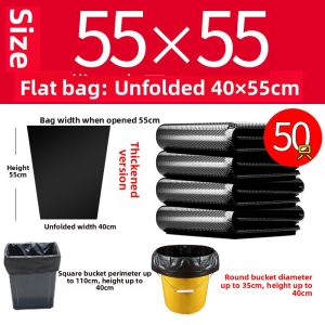 Large Size Thickened Flat Mouth Hotel Plastic Garbage Bags Home Kitchen Super Large Commercial Use 50 Pieces Household Trash Bags