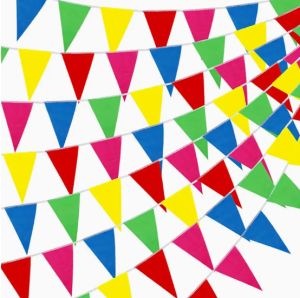 50/300M หลากสีธงสามเหลี่ยม S ป้ายธงทิวเทศกาลกลางแจ้งชายธงบ้านสวนถนนแขวนธงสามเหลี่ยมผ้า