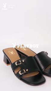 Playboy Block Mules รหัส ST-H251C1203 รองเท้าแตะส้นเตี้ยหัวเปิด ดีไซน์แต่งแบบหัวเข็มขัด มี2สี
