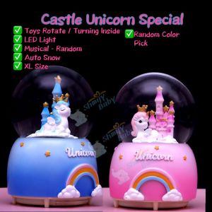 Unicorn Pony Musical Ball Musical Crystal Ball Floating Snowflake Water Ball Bola Kristal 水晶球 Auto Snow Flying