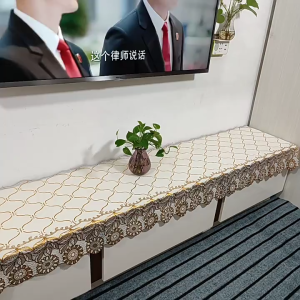 Long TV Cabinet Cloth Dustproof Cloth Cover Oil Resistant Wear-Resistant Hot Stamping Sunflower Printed Tablecloth Cover