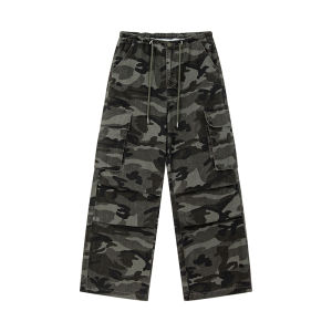 NIHAOKANONG | Quần Jeans Camouflage Vintage Rửa Mòn Lười Mùa Hè Nữ