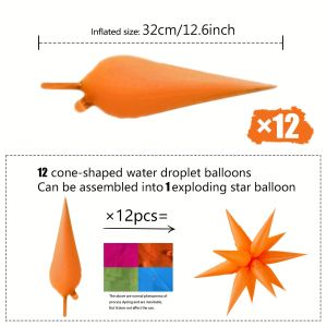 Neon fluorescent color explosion star aluminum foil balloons are used for birthdays weddings showers and glowing parties