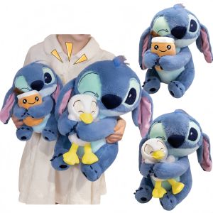 Big Size 60cm Stitch Hold Donald Duck Plushies Toy Kawaii Anime Disney Peluches Wink Stitch Plushies With Bubble Tea Doll Pillow