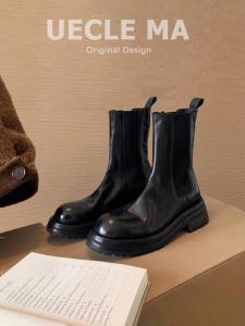 UECLE MA | Real Leather Thick Sole Chelsea Boots