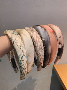 New Chinese Style Vintage Ink Print Sponge Headband High Skull Top Headband Elegant Face-Showing Small Hairpin Fancy Hair Accessories