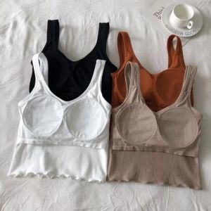 JBox Korean Fashion Crop Top Sports Bra Woman Chest Pad Foam Sleeveless Small Sling Tops For Women Free Size