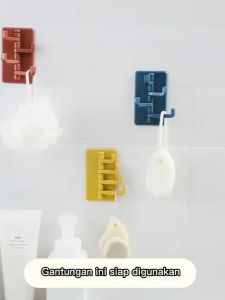 Gantungan Tempel Lipat 4 Kait - Cantolan Dinding Hook Kunci Tanpa Paku