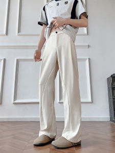 American Style Slim Fit Straight Leg Pants Mens Summer Thin Quick Dry Ice Silk Drapey Trousers CleanFit Flared Straight Cut