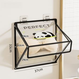 Bathroom Waterproof Foldable Storage Rack Clothes Bag Organizer Modern Style PVC Material No Drilling Required Wall Mounted