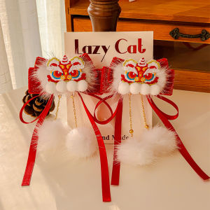 2025 Year of the Snake Baby Girl Hair Clip Festive Lion Dance Tassel Windmill Childrens Accessories Chinese Style Hair Decorations