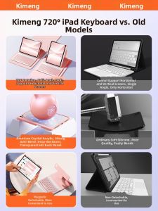 KUMENG | Rotatable Bluetooth Keyboard Tablet Cover with Pen Slot Mouse Support