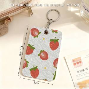 52TOYS | Peach Strawberry Keychain Card Holders Keyring Bank Bus ID Credit Cards Key Ring Chains