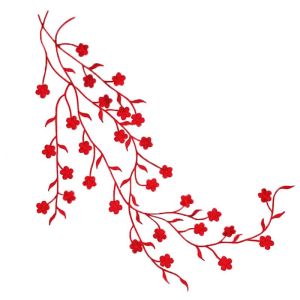 47CM/Long Strip Plum Blossom Flower Applique PatchFabric Floral Clothes Sticker Embroidery Iron On Patches For DressClothing