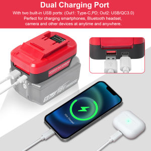 Adapter for Makita 18V Battery to EINHELL 18V Tool Use PD 22.5W QC3.0 USB USBC Port Included（Ship Adaptor Only）