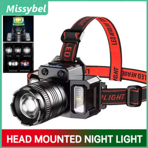 LED sensor headlight camping searchlight C-type rechargeable strong light headlight head wearable headlight flashlight camping fishing light