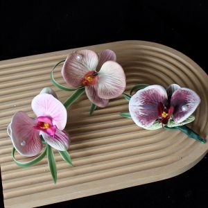 Wedding Bouquet Artificial Orchid Pin Brooch Guest Chest Flower European Style Groomsmen Best Man Silk Flower Lapel Pin
