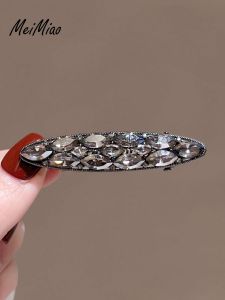 กิ๊บติดผมรูปปากเป็ดสีดำประดับเพชรสไตล์เกาหลีและญี่ปุ่นสำหรับผู้หญิง กิ๊บติดผมแบบข้าง กิ๊บติดผมแบบมีซิป กิ๊บติดผมแฟชั่น