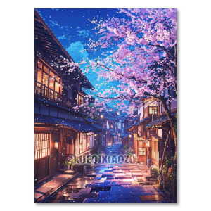 Beautiful Japanese Sakura Street Scene Jigsaw Puzzle 1000Pieces Mindful Game Stress Relief Decor Gift