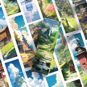 Miếng Dán Sách Phong Cảnh Hoạt Hình Anime 60 Chiếc Thiết Kế Phong Cách Nhật Bản Mùa Xuân Tươi Mới Cảm Giác Cao Cấp Mùa Xuân Tươi Mới
