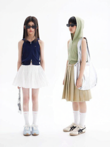 LOVESASAKIDS | Hooded Double-Headed Zipper Sleeveless Vest Elastic Knitwear