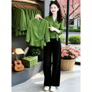 Shalldoer | V-Neck Slimming Belted Shirt Stylish Summer Top