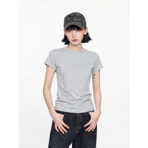 QIAOJIAOYA | Áo Thun Tay Ngắn Slim Fit Cotton Màu Hồng
