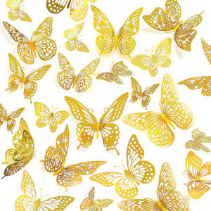 12PCS Butterfly Cake Toppers - Gold/Silver/Rose Gold/ Colorful Butterfly for Wedding Birthday Cupcake Decor DIY Party Supplies