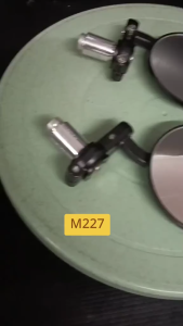 กระจก ปลายแฮนด์ ทรงกลม  สีดำ กระจกสีขาวไม่หลอกตา ลดล้างสต็อค M227