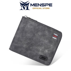MENSPE กระเป๋าสตางค์ผู้ชายแบบกระเป๋าสตางค์แบบสั้นย้อนยุคกระเป๋าสตางค์แฟชั่นกระเป๋าสตางค์ผู้ชาย PU นุ่มกระเป๋าเดินทาง Pouch Koin ID เครดิตผู้ที่ใส่บัตร