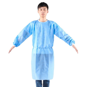 10pcs PPE Disposable Non Woven Isolation Gown Blue Lab Gown Patient Gown（25g）