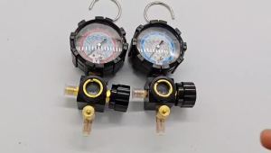 Black Air Conditioner Refrigerant Low and High Pressure Gauge for R410A R134A R22 R404A A/C Diagnostic Refrigerant Charging Tool