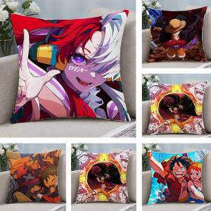 Bandai | One Piece Brook Soul King Anime Plush Pillow Cover Soft Short Plush Cushion Cover For Sofa Bedroom Home Decor Gift Decoration
