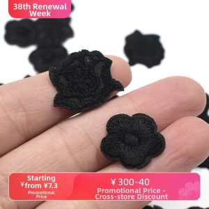 Black Embroidered Rose Patch for Clothing and Bedding Repair