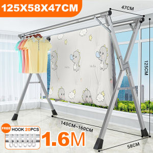 Clothes drying rack foldable stainless steel indoor and outdoor floor-standing 3-pole clothes rack super strong load-bearing movable