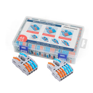 JinH | 48Pcs Boxed Lever Quick Splicing Multiplex Butt Wire Connector Compact Electrical Cable Terminal Block Home Wiring Connectors