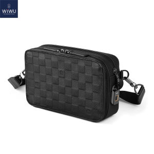 WIWU Leather Fingerprint Lock Crossbody Bag Anti Theft Leather Sling Bag Perfect Birthday Holiday Gift for Men Women Travel Security Chest Bag