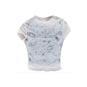 YUEZHONGWEI | Áo thun tay ngắn ôm vừa vặn màu xanh lá cây phong cách Mỹ dành cho nữ mùa hè thiết kế lưới hở bụng ngắn áo thun cổ tròn thường ngày