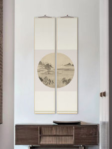 New Chinese Style Landscape Painting Scroll Decorative Artwork for Study Room Dining Living Area Hallway Modern Decor