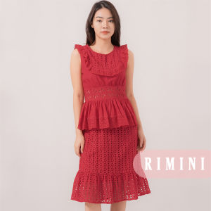 RIMINI - Dress Cewe Kondangan Bruklat Tanpa Lengan Ruffle xs-xl - Rivka Dress - 524366